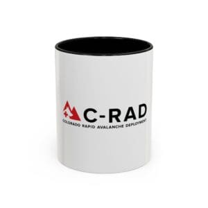 White mug featuring C-RAD logo and design.