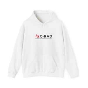 White hoodie featuring C-RAD logo on front.